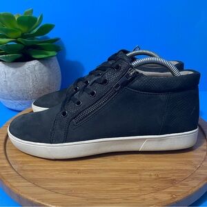 Naturalizer Motley Leather Sneakers Black High-Top Side-Zip Fashion Shoes Size 9